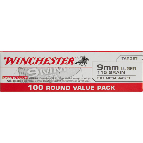 Winchester USA Full Metal Jacket 9 mm Luger 115-Grain Handgun Ammunition
