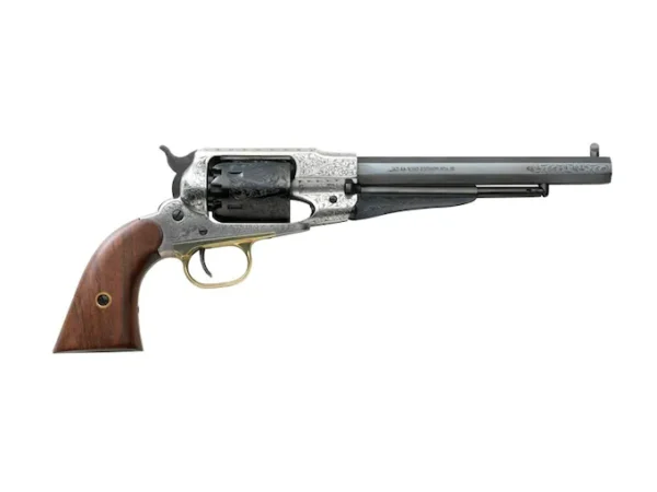 Pietta 1858 Remington Black Powder Revolver 44 Caliber 8" Barrel Old Silver Steel Frame Blue