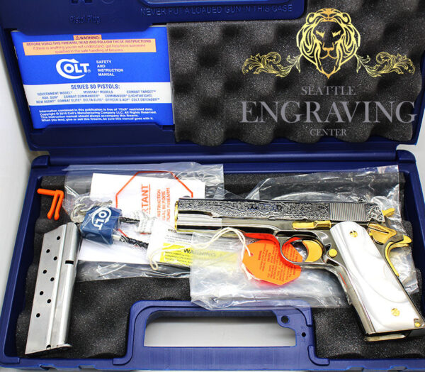 1911 COLT Government 45ACP :: "DAY of the DEAD" Design, 24K Gold Plated, Black Nickle, and High Polished Stainless Steel - Image 4