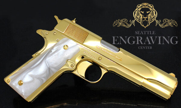 Custom 1911 COLT Government 45ACP, ALL 24K Gold Plated - Image 2