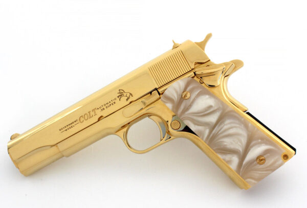 1911 COLT GOVERNMENT .38 SUPER, 24K ALL Gold Plated - Image 2