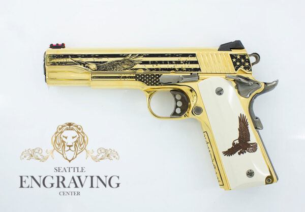 1911 COLT Competition 45ACP, 24K Gold Plated, Exclusive "American Flag Design" - Image 4
