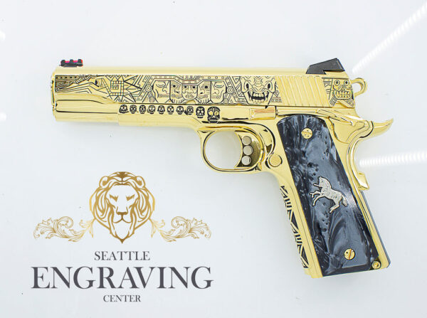 COLT 1911 38 Super Competition, 24K Gold, Mexican Heritage Design (((EXCLUSIVE))) - Image 3