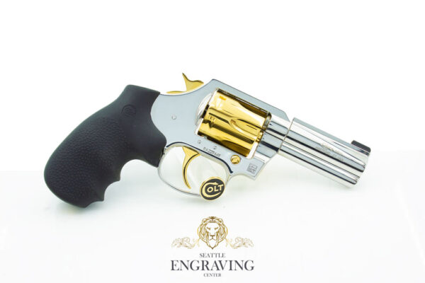 COLT KING COBRA 3" - 357 Magnum, High Polish Stainless Steel with 24K Gold - RARE - Image 3