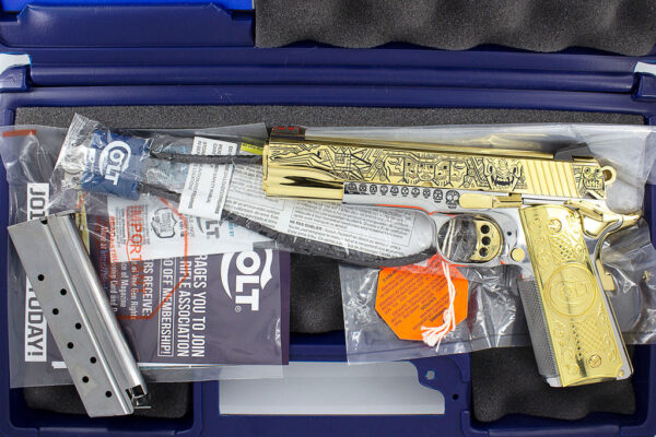 1911 COLT 38 Super, Enhanced Competition Series 80, "Mexican Heritage" Design, High Polish Stainless Steel and 24K Gold - Image 3