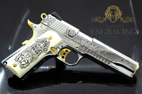 1911 COLT 38 Super Competition, High Polish Stainless Steel and 24K Gold, Mexican Heritage Design - Image 2