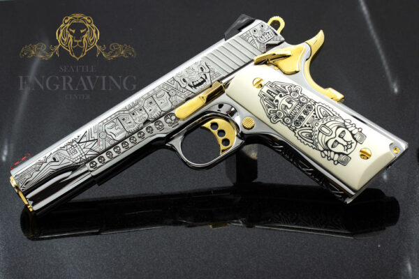 1911 COLT 38 Super Competition, High Polish Stainless Steel and 24K Gold, Mexican Heritage Design - Image 3