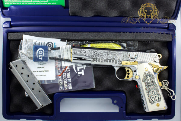 1911 COLT 38 Super Competition, High Polish Stainless Steel and 24K Gold, Mexican Heritage Design - Image 4