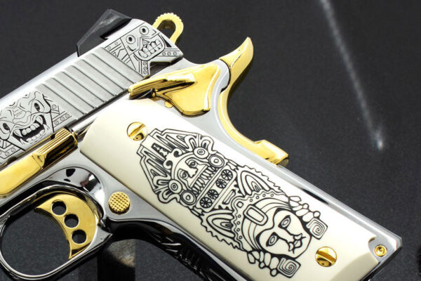 1911 COLT 38 Super Competition, High Polish Stainless Steel and 24K Gold, Mexican Heritage Design - Image 5