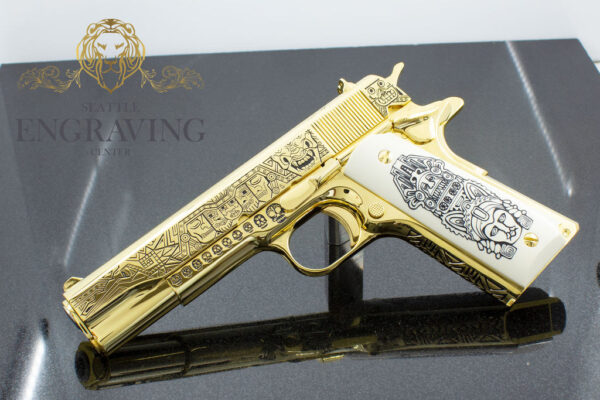 RARE COLT 38 Super, "EL JEFE DE JEFES" Mexican Heritage Design in 24K GOLD, Ruby, and Diamonds - Image 2
