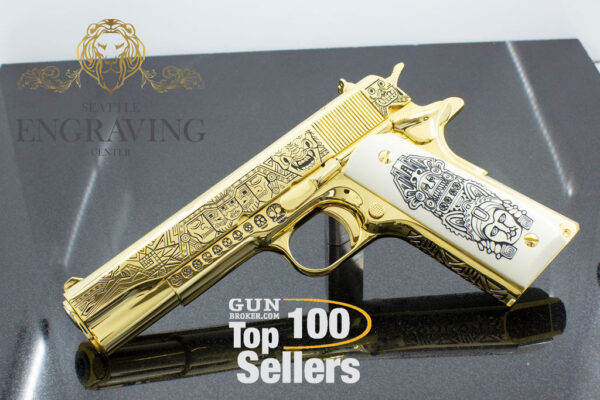 1911 COLT 45ACP, "EL JEFE DE JEFES" Mexican Heritage Design in 24K GOLD, Ruby, and Diamonds