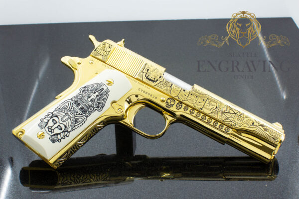 RARE COLT 38 Super, "EL JEFE DE JEFES" Mexican Heritage Design in 24K GOLD, Ruby, and Diamonds - Image 3