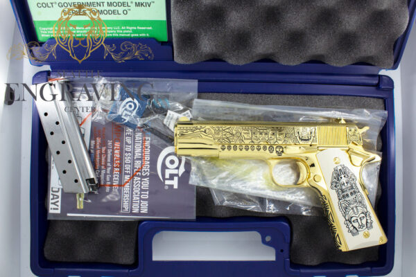RARE COLT 38 Super, "EL JEFE DE JEFES" Mexican Heritage Design in 24K GOLD, Ruby, and Diamonds - Image 4