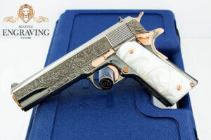 1911 COLT Government 45ACP, "VINES & BERRIES" Design, Black Chrome & 18K ROSE Gold Accents