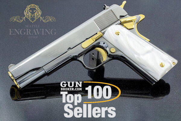 Custom 1911 COLT Government 45ACP, Mirror Finish Black Chrome & 24K Gold