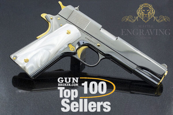 Custom 1911 COLT Government 45ACP, Mirror Finish Black Chrome & 24K Gold - Image 2