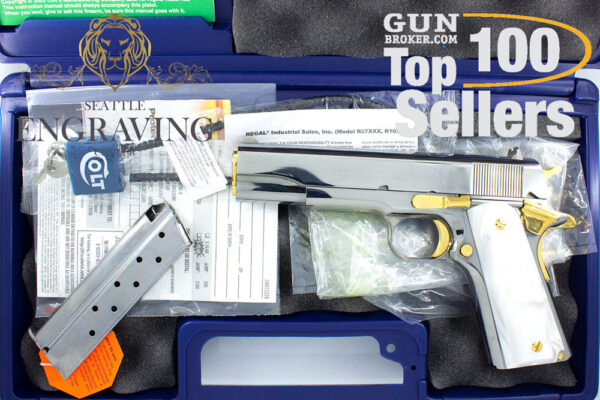 Custom 1911 COLT Government 45ACP, Mirror Finish Black Chrome & 24K Gold - Image 3