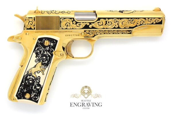 24K GOLD PLATED 1911 COLT 45 ACP, "ELITE" Scroll Design - Image 3