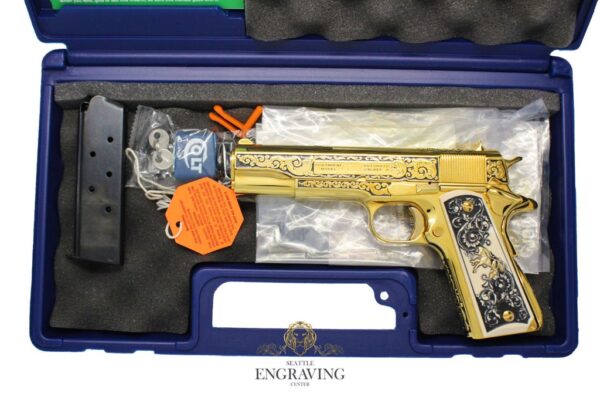 24K GOLD PLATED 1911 COLT 45 ACP, "ELITE" Scroll Design - Image 4