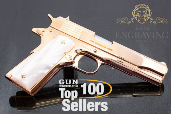 Custom 1911 COLT 45ACP, ALL 18K Rose Gold Plated - Image 2