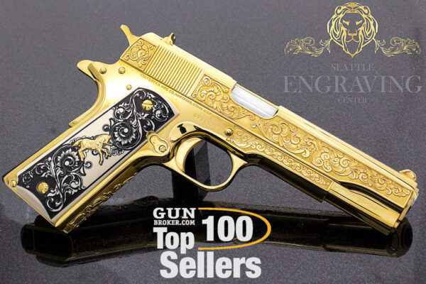 STUNNING 24K GOLD PLATED 1911 COLT 45 ACP Traditional Filgree Scroll Design