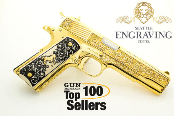 STUNNING 24K GOLD PLATED 1911 COLT 45 ACP Traditional Filgree Scroll Design - Image 2