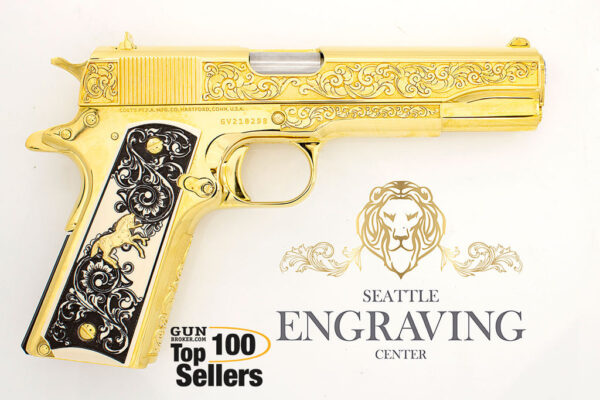 STUNNING 24K GOLD PLATED 1911 COLT 45 ACP Traditional Filgree Scroll Design - Image 3