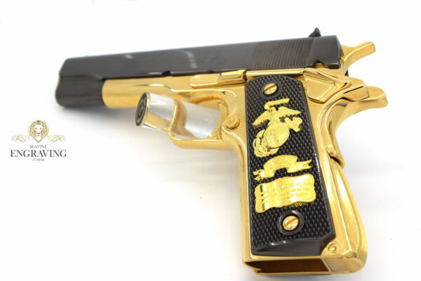 1911 Custom COLT Government 45 ACP, 24K Gold Plated & Black Chrome - Image 3