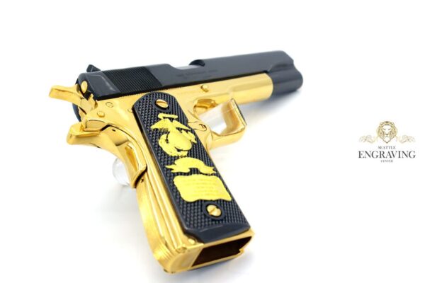 1911 Custom COLT Government 45 ACP, 24K Gold Plated & Black Chrome - Image 4