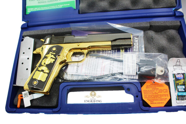 1911 Custom COLT Government 45 ACP, 24K Gold Plated & Black Chrome - Image 5