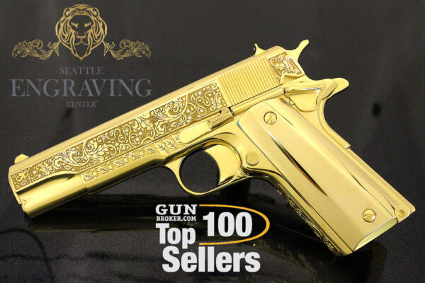 1911 Colt Government 45 ACP, 24K GOLD VINES & BERRIES With Diamonds