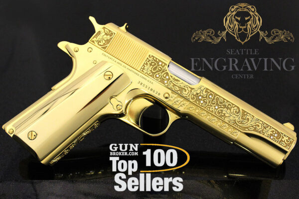 1911 Colt Government 45 ACP, 24K GOLD VINES & BERRIES With Diamonds - Image 2