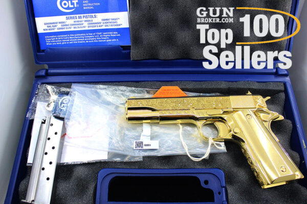 1911 Colt Government 45 ACP, 24K GOLD VINES & BERRIES With Diamonds - Image 3
